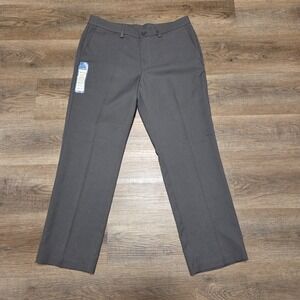 Haggar Performance Microfiber Slack Mens 32x29 Straight Flat Front Graphite Gray